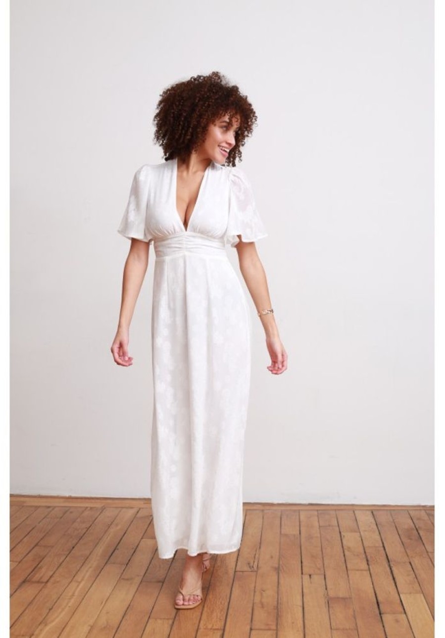 Jane Wood Robe Gloria Voile Blanc Brode | Women