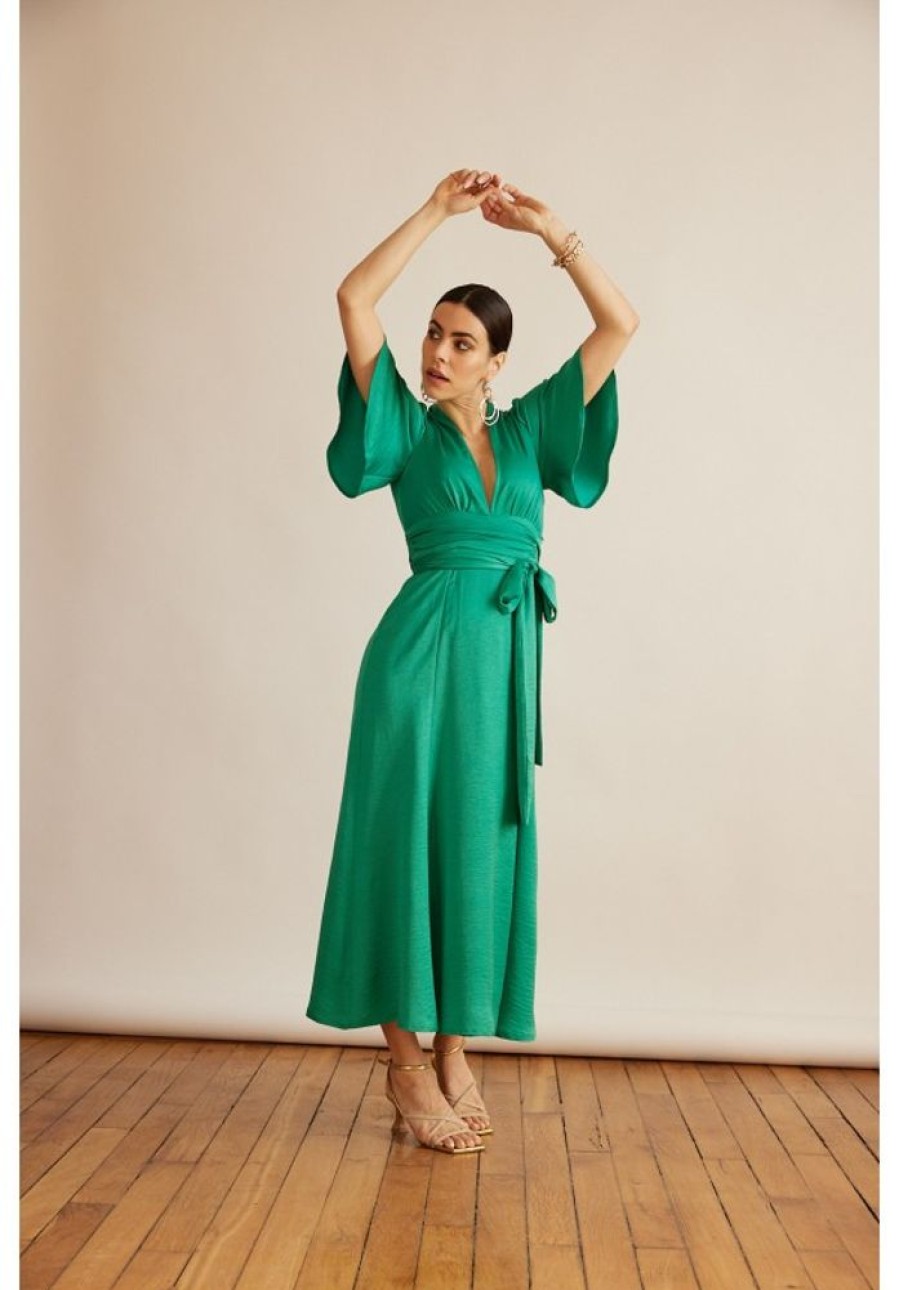 Jane Wood Robe Emma Verte Unie | Women