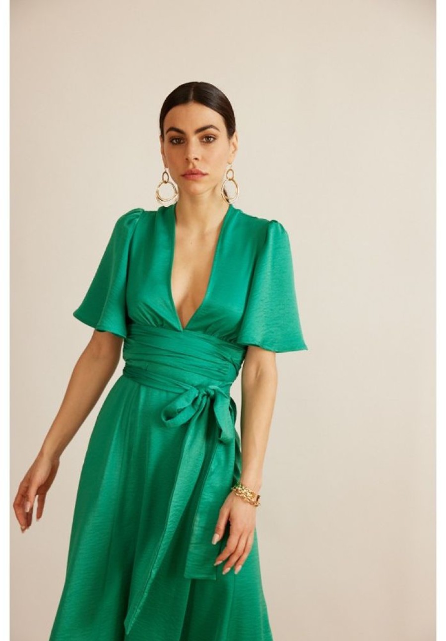 Jane Wood Robe Emma Verte Unie | Women